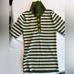 Michael Kors Green and White Striped Tank Top